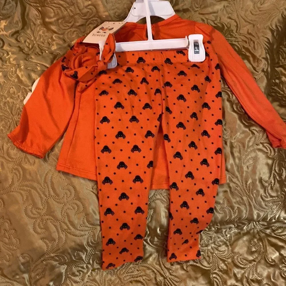 Three-Piece Clothes Set Pullover, Spider Printed Pattern Pants and Headband - Picture 6 of 7